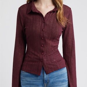 Princess Polly Burgundy Button Down Shirt